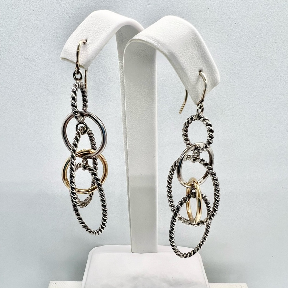 David Yurman Mobile Chain Dangle Earrings With Gold